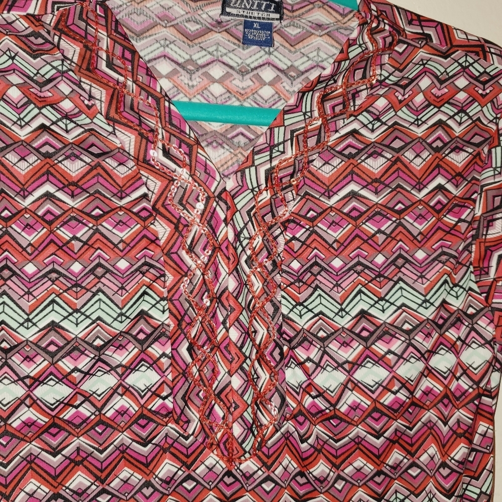 Uniti Casual Women's Stretch 3/4 Sleeve Multi Color Top 140 - Picture 6 of 7